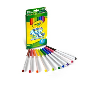 Crayola Supertips เครโยล่า สีเมจิกล้างออกได้ ซุปเปอร์ทิปส์ 10 สี สำหรับเด็ก อายุ 3 ปี ขึ้นไป ปากกาสี