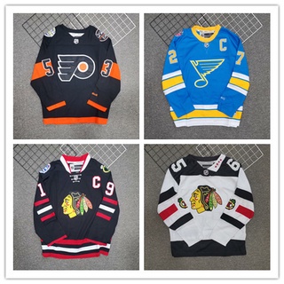 เสื้อกีฬาเบสบอลแขนยาว ปักลาย Nhl Hockey Jersey Hockey ขนาดใหญ่ สไตล์ฮิปฮอป