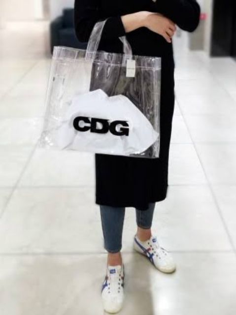 cdg transparent pvc tote bag