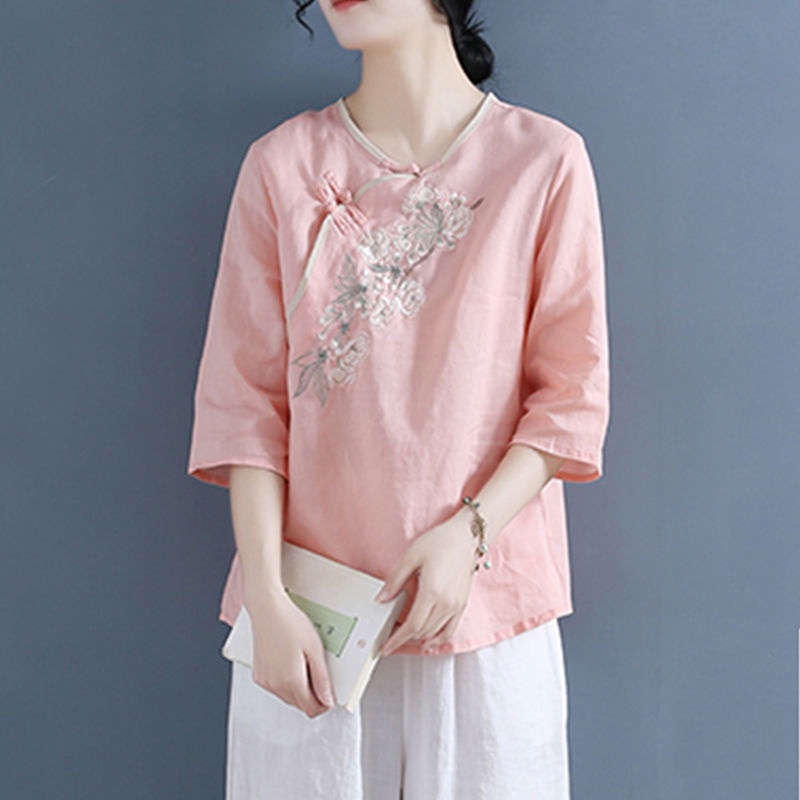 Lotus FASHIONSHOP เสื้อเบลาส์ ปักลาย สไตล์วินเทจ พลัสไซซ์ สําหรับผู้หญิง CAL1371 - คอลเลกชันใหม่ - รูปที่ 3