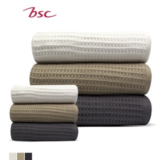 Bsc ชุดผ้าขนหนู Cotton 100% รุ่น Waffle (AST120) ผ้าเช็ดผม ขนาด 38 X 80 cm. และผ้าเช็ดตัว ขนาด 70 x 135 cm