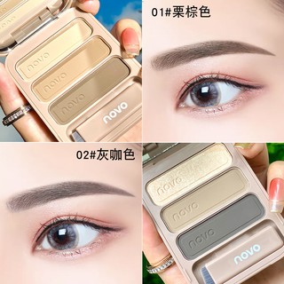 (No.5345) คิ้วฝุ่นตลับ 3 เฉดสี พร้อมแปรง Novo Smooth Texture Lasting Makeup Eyebrow Powder