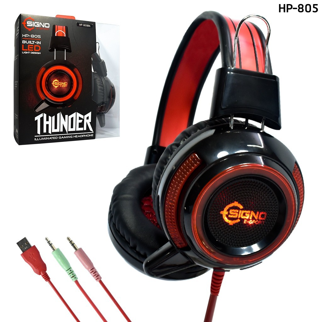 ลดราคา Signo E-Sport HP-805 THUNDER Illuminated Gaming Headphone ประกันสูงสุด 1 ปี #สินค้าเพิ่มเติม สายต่อจอ Monitor แปรงไฟฟ้า สายpower ac สาย HDMI