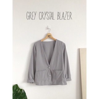 [โค้ด cupid14 ลด 14%] เสื้อ Blazer สีเทา ผ้าฮานาโกะ kimmameshop