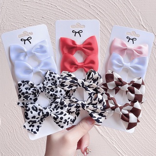 4pcs/set Leopard Print Bow Hair Clips for cute girls Solid Barrette New Hairpins Childrens Hair Accessories