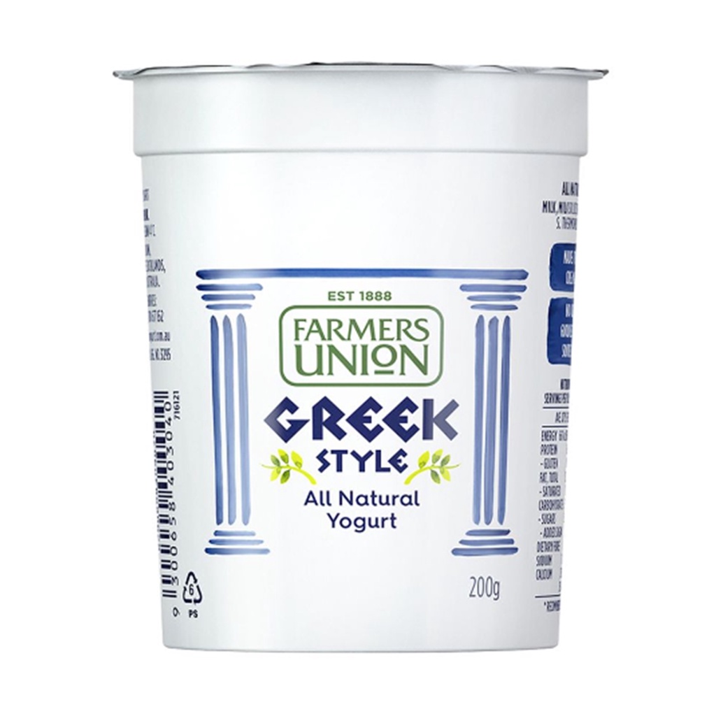 Farmers Union Greek All Natural Yogurt 200 g.อาหารเครื่องดื่ม ผลิตภัณฑ์นม เนย ไข่ โยเกิร์ตรสธรรมชาติ