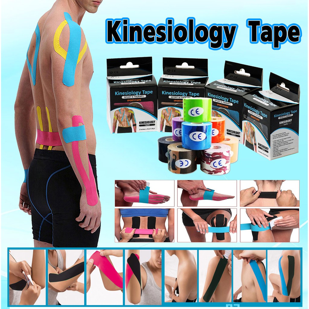 Kinesiology Tape (1 ม้วน) ขนาด 5cm.X5M. เทปบำบัด เทปติดกล้ามเนื้อ พยุงกล้ามเนื้อ ยืดหยุ่น ลดความบาดเจ็บรุนแรง