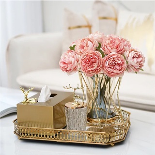 🌼ตกแต่งห้อง🌼ของตกแต่งบ้าน โกลเด้นกล่องทิชชู่ แจกัน ถาด ถ้วยค…