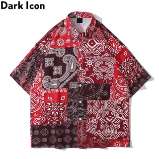 Dark Icon เสื้อเชิ้ต พิมพ์ลาย สไตล์ฮาวาย สําหรับผู้ชาย