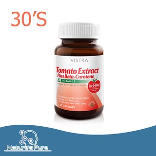 VISTRA Tomato Extract Plus Beta-Carotene 30เม็ด ผิวใสป้องกันแดด