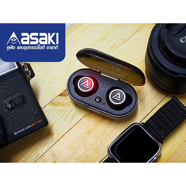 หูฟังไร้สาย (สีดำ) Earphone Wireless 'ASAKI' (A-K6654) Black ประกัน 1Y เบสหนัก