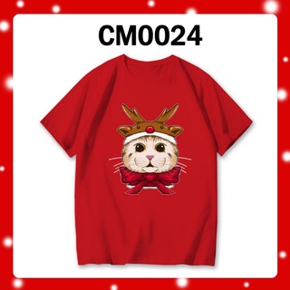 LOCAL STOCK BAJU KRISMAS TSHIRT MERRY CHRISTMAS XMAS KOREA CAT KITTY REINDEER HAT CM0024 UNISEX COTTON OVERSIZE KUCINGเส