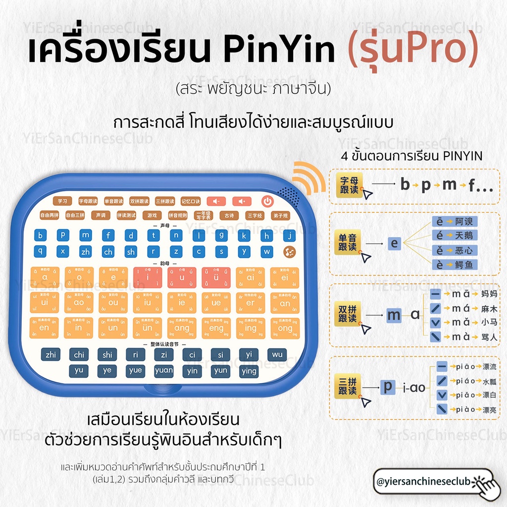 (รุ่นPro)เครื่องเรียนและอ่านออกเสียง Pinyin สำหรับผู้เริ่มต้นเรียนภาษา ...