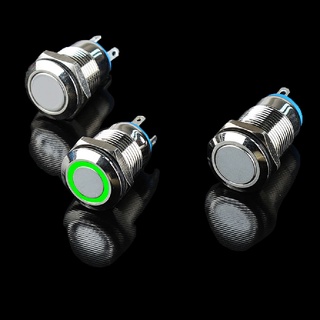 [cxGYMO] 12mm Metal Annular Push Button Black Switch Ring LED Light Momentary Latching  HDY