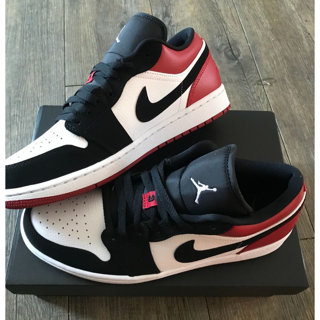 Air Jordan 1 Low Black Toe Black Toe Low Top Black Red White Sports Shoes Basketball Shoes 116 ราคาท ด ท ส ด
