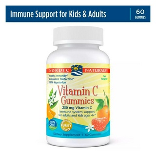 กัมมี่ วิตามินซี 250mg. เด็ก4ปีขึ้นไป Nordic Naturals Vitamin C Gummies, 250 Mg, Tart Tangerine Flavor, 60 Ct