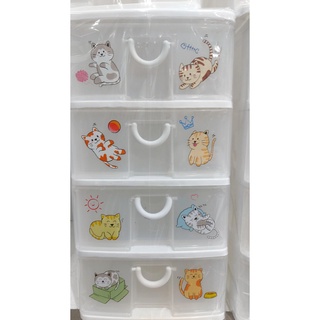 ตู้ลิ้นชักตั้งโต๊ะอเนกประสงค์ 4 ชั้น HARU KASSA HOME JCP-5808 ขนาด 26.5 x 18.5 x 35 ซม. สีขาว