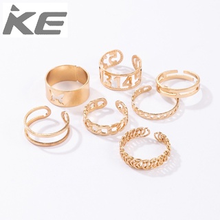 Platform Jewelry Creative Open Hollow Figure 1314 Butterfly Shaped Ring 7-Piece Set for girls