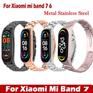 สายนาฬิกาข้อมือ สเตนเลส สําหรับ xiaomi mi band 7 Cable Miband 6 NFC Metal Strap for mi band 6 Smart Watch Stainless Steel Wristband for xiaomi mi band 6