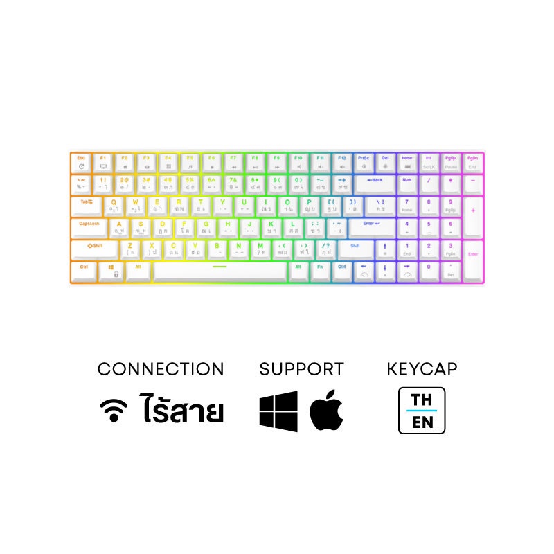 Royal Kludge RK100 (White/Black) Mechanical Hot Swap Keyboard (Bluetooth / Wired /Wireless) สินค้ารั