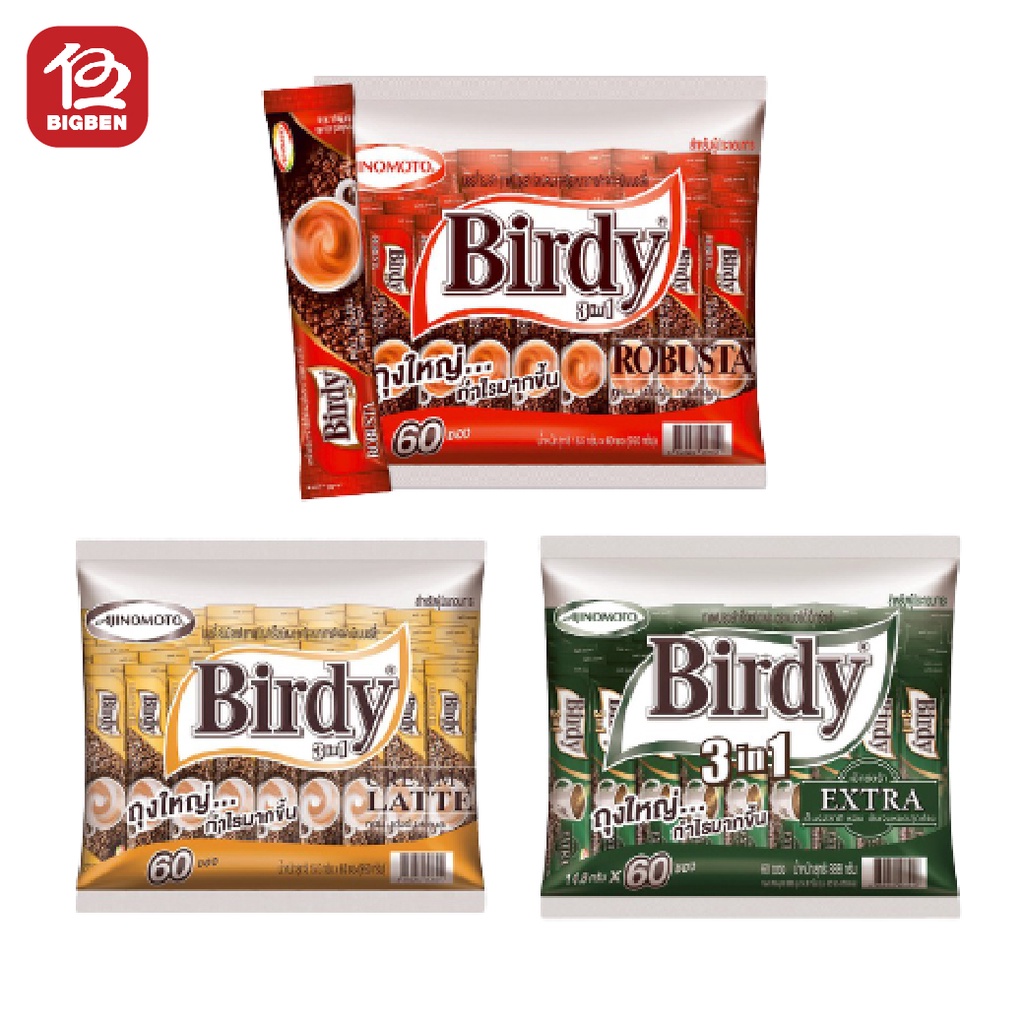 [ยกลัง 12 แพ็ค] Birdy เบอร์ดี้ 3IN1กาแฟสำเร็จรูป 60 ซอง ราคา ถูกที่สุด ดีลบีเคเค แกลเลอรีภาพที่ 2