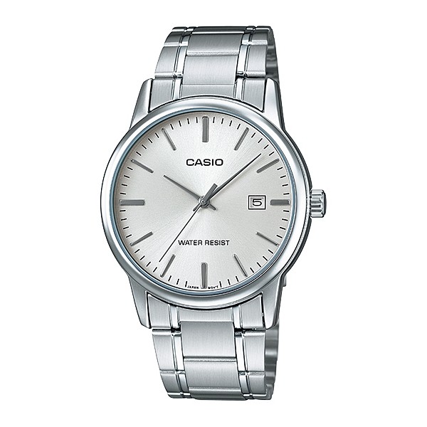 Casio นาฬิกาข้อมือผู้ชาย สีเงิน สายสแตนเลส รุ่น MTP-V002D-7AUDF