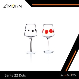 JJGLASS - ( AMORN )  Sante 22 Dots  - แก้วขา แก้วแฮนด์เมท