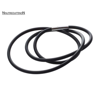 19.75 Inch 3mm Fashion Rubber Cord Necklace with Stainless Steel Closure - Black