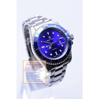 Royal Crown ( Submariner) สีน้ำเงิน ( Made In Japan ) นาฬิกาสำหรับผู้ชาย สายสแตนเลส ของแท้ 100% รับประกัน 1 ปีเต็ม