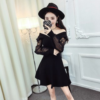 Pre-order!!!  เดรส แฟชั่น คอวี PUFF SLEEVE เซ็กซี่ สไตล์เกาหลี  FREE SIZE