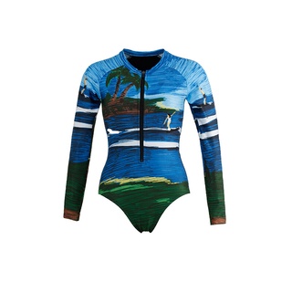 V ACTIVEWEAR SURF VACATION COLLECTION X ANDAMAN BODYSUIT ชุดว่ายน้ำแขนยาวซิบหน้า มีฟองน้ำในตัวผ้าหนา กัน UV UPF 50+