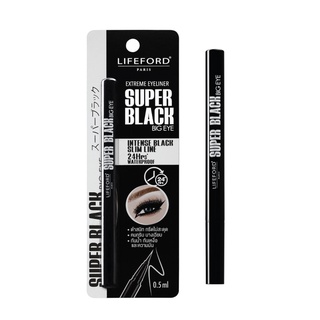 Life ford Eyeliner ไลฟ์ฟอร์ด ปารีส เอ็กซ์ตรีม อายไลเนอร์ ซุปเปอร์ แบล็ค บิ๊ก อาย 0.5 มล. ดำสนิท กรีดไม่สะดุด กันน้ำ