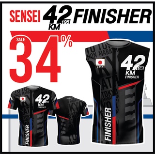 🌈โค้ดSENSEIOMGลด15%🌈เสื้อแขนสั้นพิมพ์ลาย(หน้า-หลัง) SENSEI ลายRUN-FINISHER7