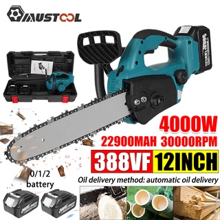 เลื่อยยนต์ไฟฟ้า ไร้แปรงถ่าน 4000W 12 นิ้ว สําหรับตัดไม้ Makita แบตเตอรี่ 18V