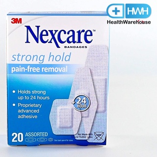 3M Nexcare Pain-Free Removal Sensitive Skin Bandages 20 ชิ้น พลาสเตอร์ปิดแผลแบบใหญ่ สำหรับผิวบอบบาง