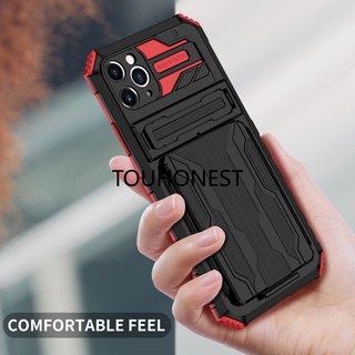 เคส For iPhone 11 Pro Max เคส For iPhone 12 Pro Max Case For iPhone 13 Pro Max Cassing Shockproof Bracket Card Slot Hybrid Armor Holder Phone Cover Case โทรศัพท์มือถือ ป้องกันกระแทก พร้อมช่องใส่บัตร สําหรับ กระเป๋าใส่เหรียญ