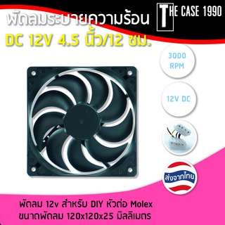พัดลมระบายความร้อนแบบเหลี่ยมใช้ไฟDC12Vขนาด4.5 นิ้วหนา2.5ซม.