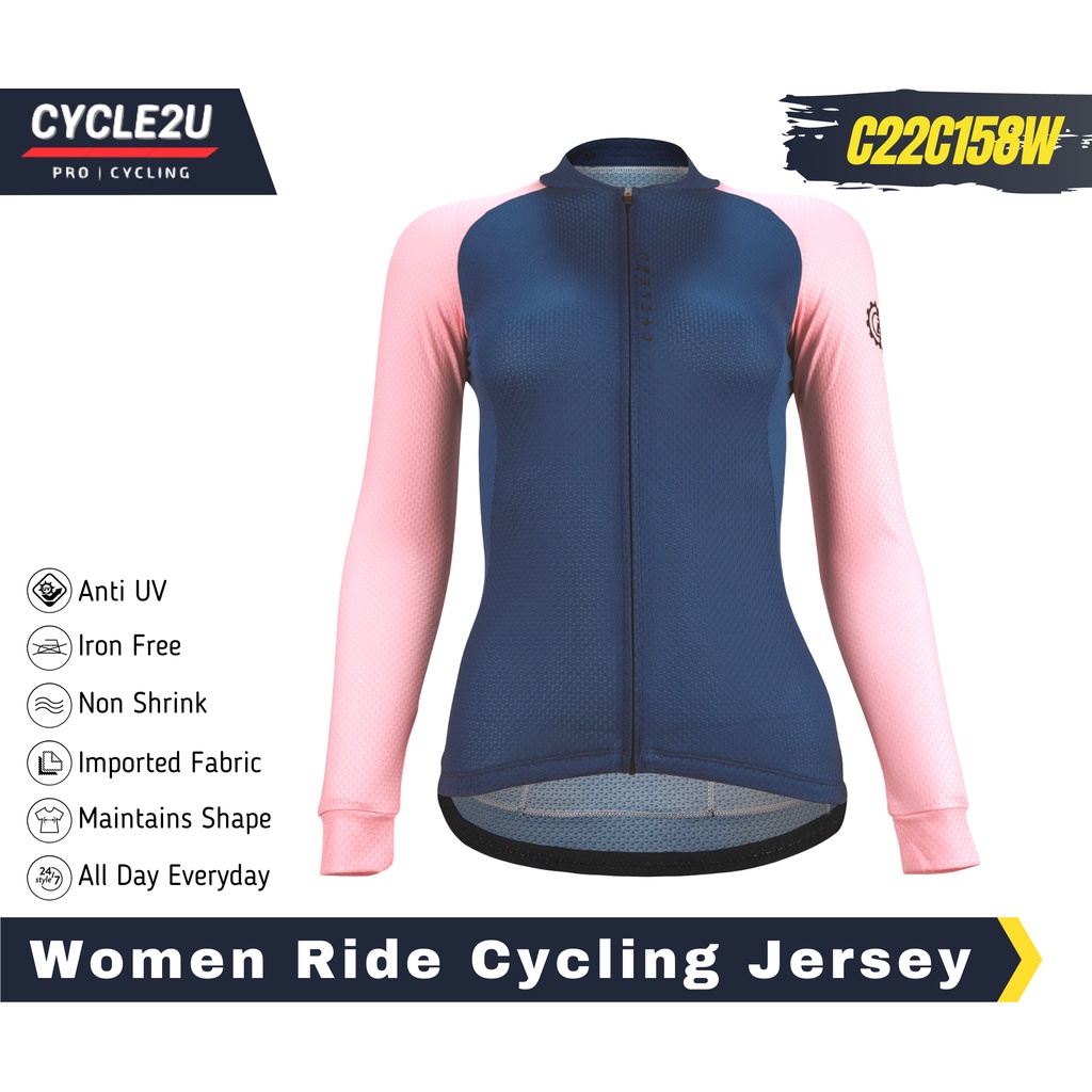 CYCLE2U ผู้หญิงขี่จักรยาน JERSEY ผู้หญิง Baju Basikal ขี่จักรยานเสื้อจักรยาน JERSEY ขี่จักรยาน JERSE