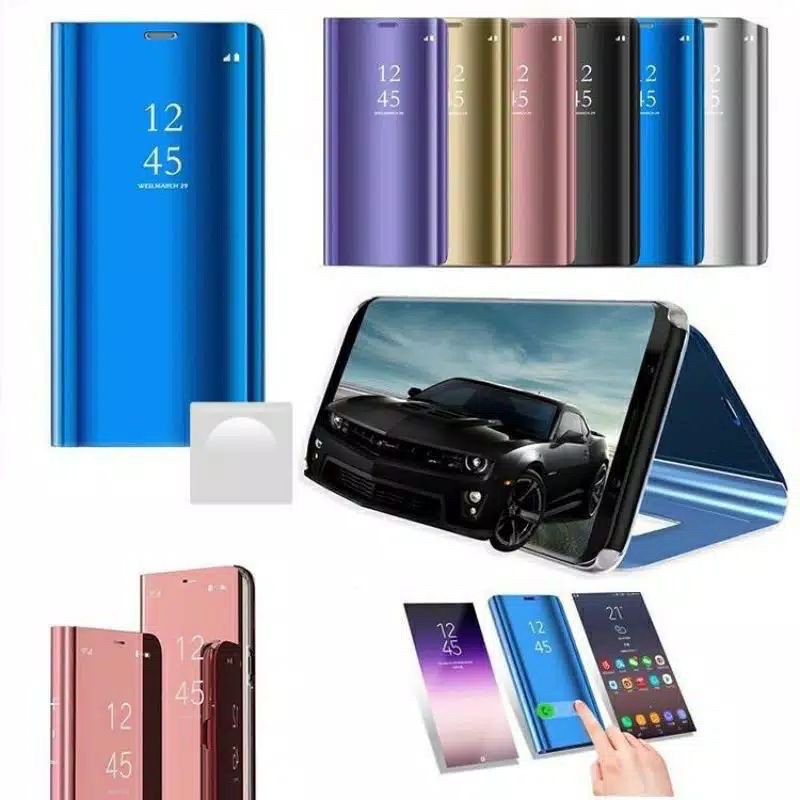 CASE FLIP COVER MIRROR REALME C1/C2/C11/C12/C15/C25/5/5I/5S/C3/ CLEAR VIEW STANDING/BOOK COVER