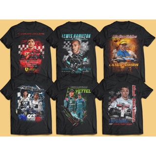 คอตต้อนคอกลมเสื้อยืด ลายไอซ์แมน Vettel Norris Hamilton Gasly Leclerc 6 Formula One F1 สไตล์วินเทจ 2021S-5XL