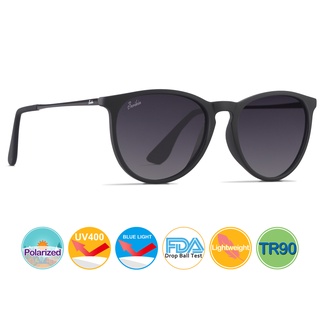 Berikin แว่นตากันแดด TR90 กรอบพลาสติก ไล่โทนสีเทา ป้องกันรัง…