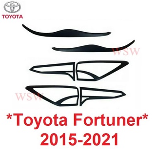 ครอบไฟหน้า + ท้าย โตโยต้า ฟอร์จูนเนอร์ 2015 - 2021 ครอบไฟท้าย TOYOTA  FORTUNER สีดำด้าน ครอบ ไฟ แต่งไฟ 2016 2017 2018