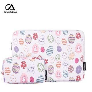 CanvasArtisan Cartoon Easter Egg Pattern Laptop Sleeve Bag Set Waterproof Leather Cover Case for  Air Pro Acer Dell 11/12/13/14/15 inch with Mouse Gadget Bag