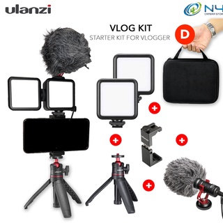 Ulanzi Vlog Living Stream ชุดไมโครโฟนบันทึกเสียง สมาร์ทโฟน วิดีโอ Rig มือจับมือ ชุดไฟ LED ขนาดเล็ก โทรศัพท์มือถือ Filmmakin