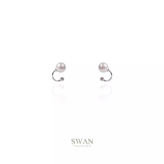 SWAN - Pearl Cuff ต่างหูหนีบ ear cuff เงินแท้ มุกแท้มุกน้ำจืด