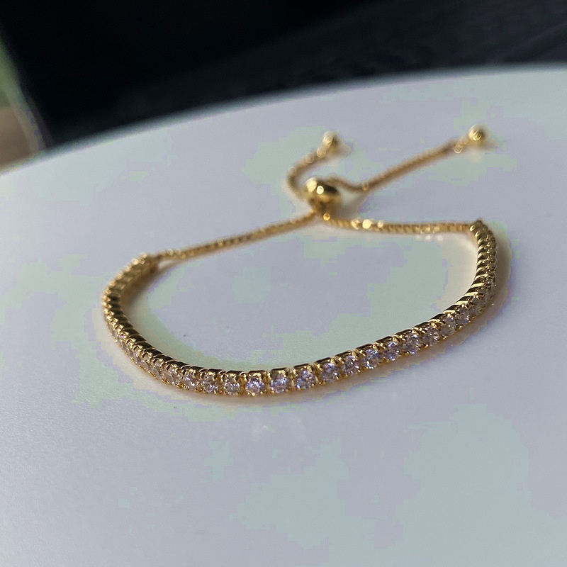 สร ้ อยข ้ อมือเทนนิส Cubic Zirconia ปรับได ้ 3 มม . สําหรับผู ้ หญิง