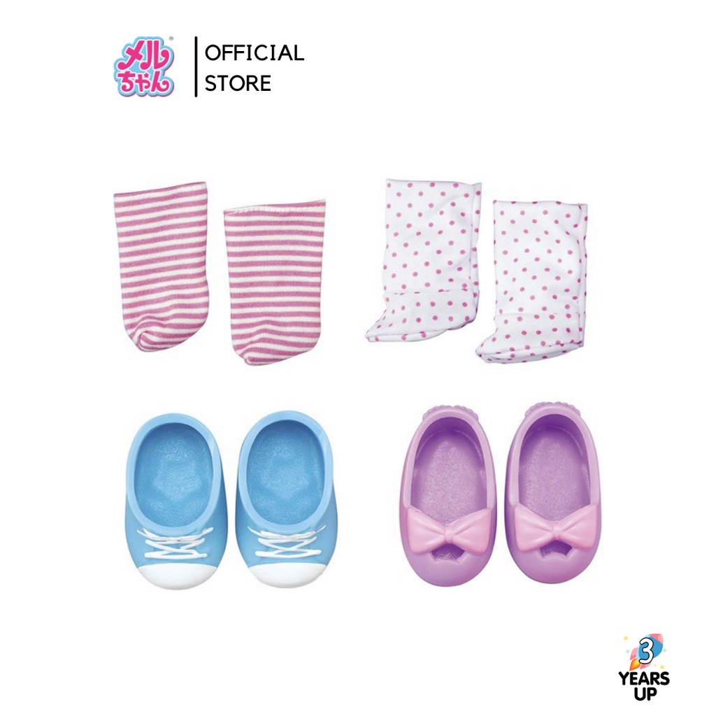รองเท้าเมลจัง MELL CHAN® รองเท้าถุงเท้าใส่เที่ยวตุ๊กตา ลิขสิทธิ์แท้ Doll Going Out Shoes & Socks Set