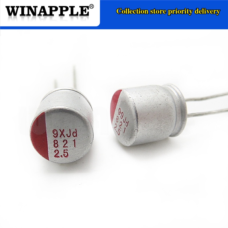 10 ชิ้น/ล็อต 820uf2.5V ใหม่เดิม 820uf 2.5V solid-state ตัวเก็บประจุเมนบอร์ดกราฟิกการ์ด 8 * 8 มม.ขนาด