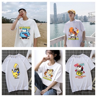 ♦**คลังสินค้าพร้อม** Pokemon เสื้อ Pikachu เสื้อผู้ชายเสื้อยืด Anime เสื้อการ์ตูนเสื้อแฟชั่น/Oversize/คู่/Plus ขนาด/Unis