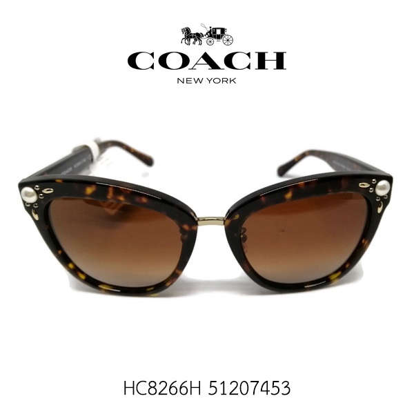 แว่นตากันแดดผู้หญิง COACH HC8266H 51207453 รุ่น Dark Tortoise Havana Brown gradient สินค้าแบรนด์เนมของแท้ 100%